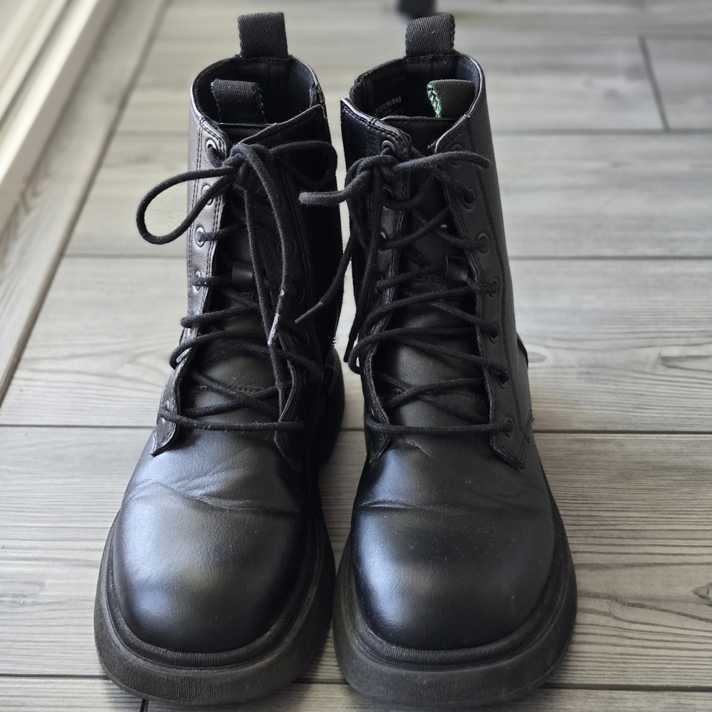 Zara Big Kid's Black Leather Boots Size 37